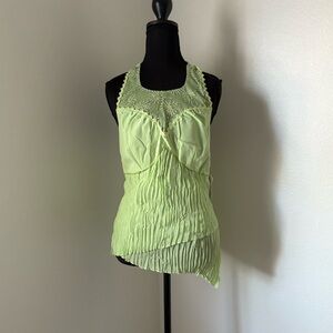 NWT Kaelyn-Max Green Sequin Asymmetrical Halter Top- Size Large